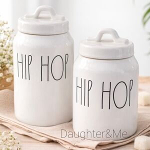 Rae Dunn White Ceramic Hip Hop Canister Set